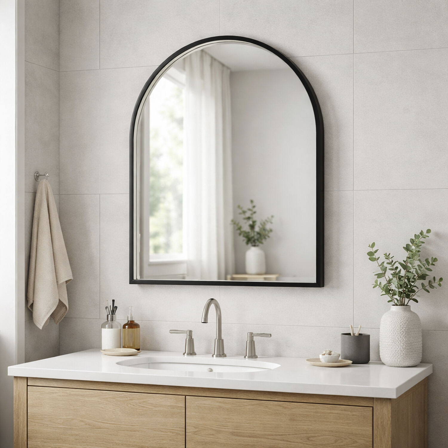 Elisse 30 X 24 inch Black LED Wall Mirror