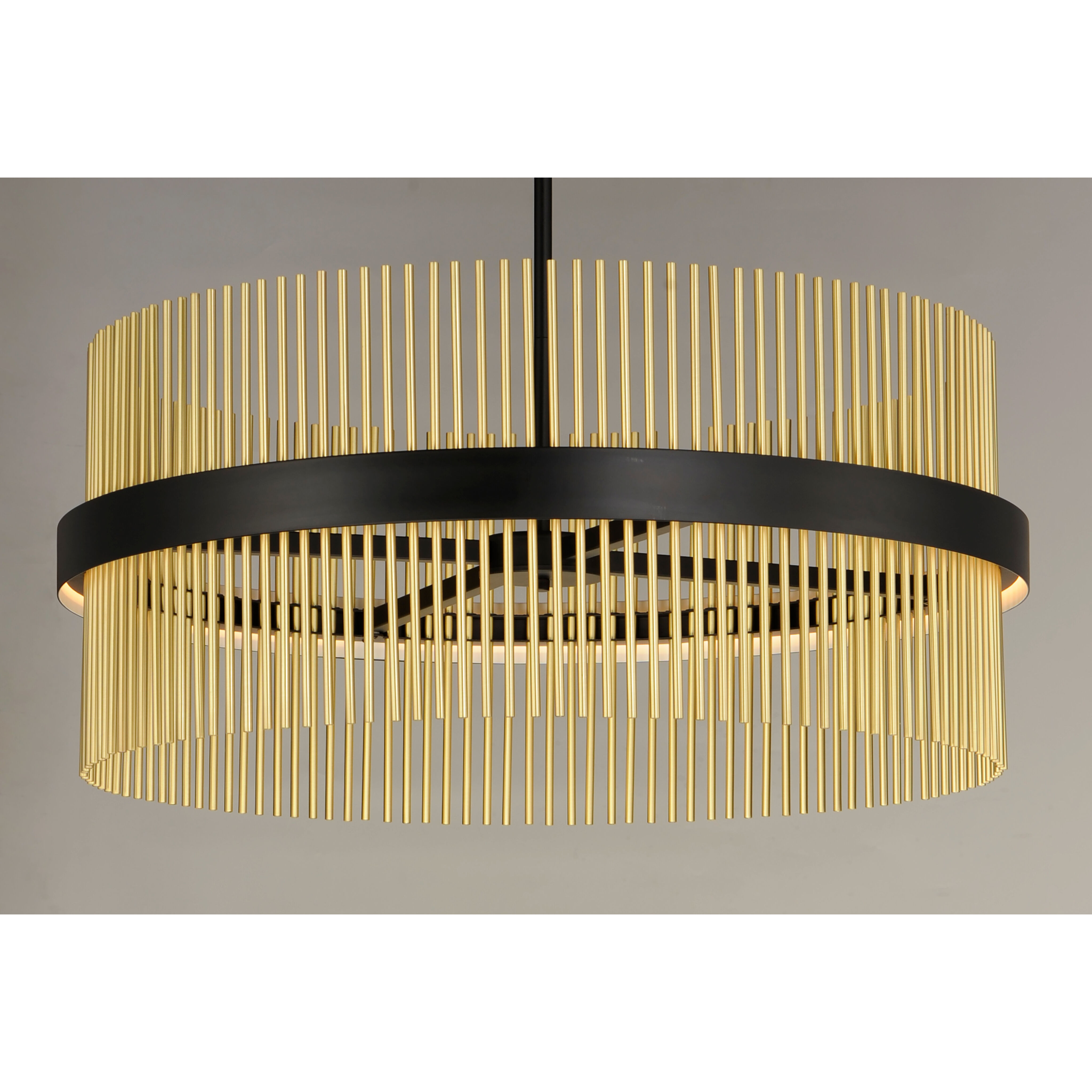 Chimes LED 33.75 inch Black and Satin Brass Single Pendant Ceiling Light