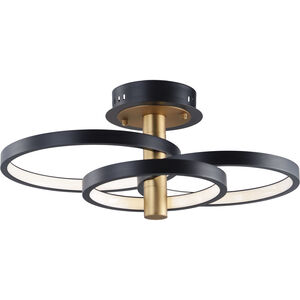 Hoopla LED 16 inch Black/Gold Semi-Flush Mount Ceiling Light