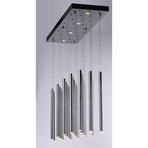 Flute LED 11.75 inch Black Chrome Multi-Light Pendant Ceiling Light