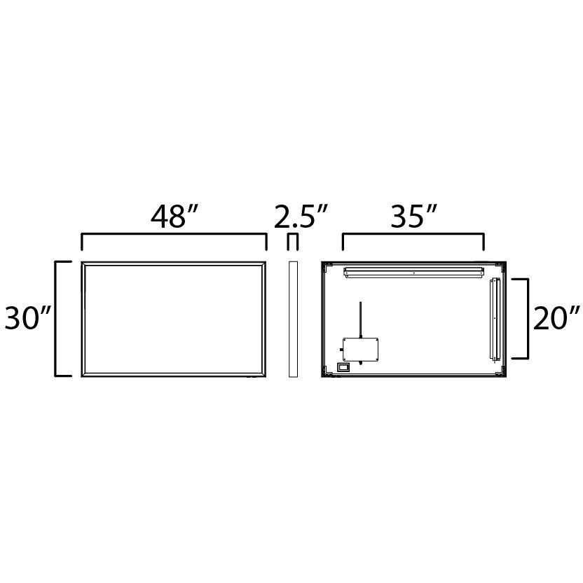 Bevel 48 X 30 inch Brushed Black LED Wall Mirror