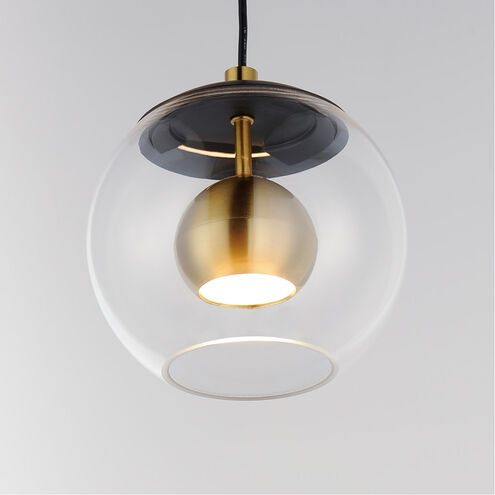 Nucleus LED 7 inch Black and Natural Aged Brass Single Pendant Ceiling Light