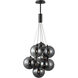 Burst LED 19.75 inch Black Multi-Light Pendant Ceiling Light in Graduating Smoke