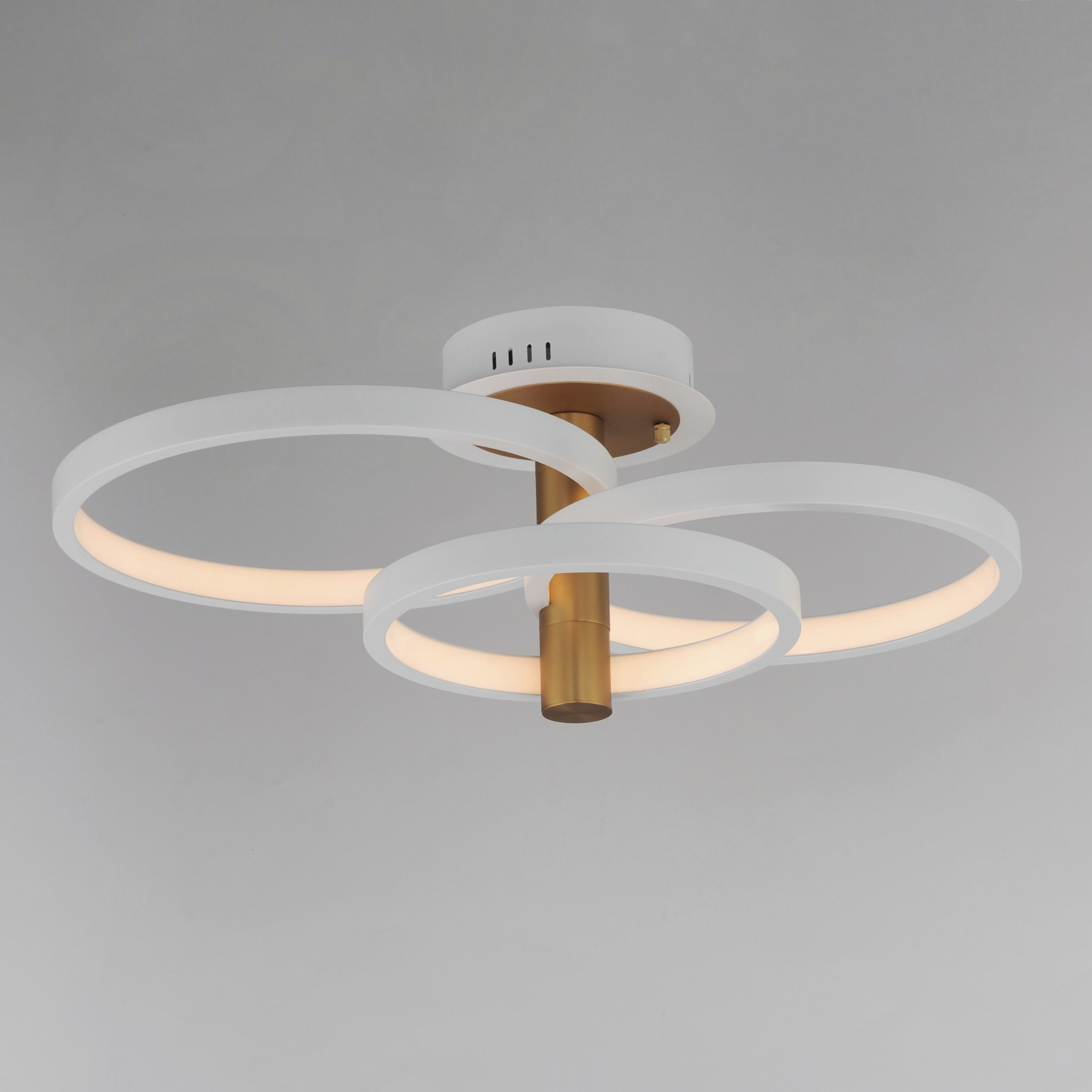 Hoopla LED 26 inch White and Gold Semi-Flush Mount Ceiling Light in White/Gold