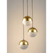 Half Moon LED 16.5 inch Metallic Gold Multi-Light Pendant Ceiling Light
