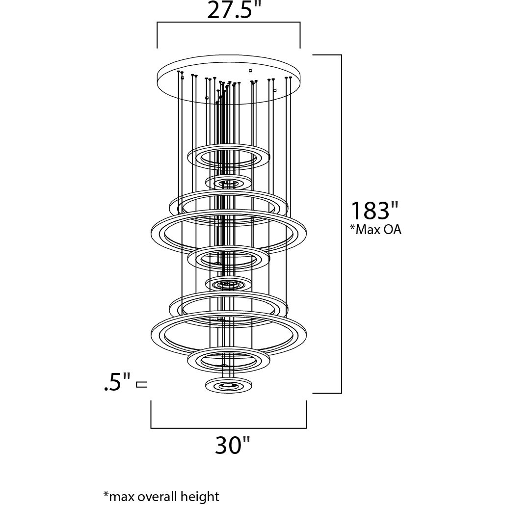 Saturn II LED LED 30 inch Matte Silver Multi-Light Pendant Ceiling Light