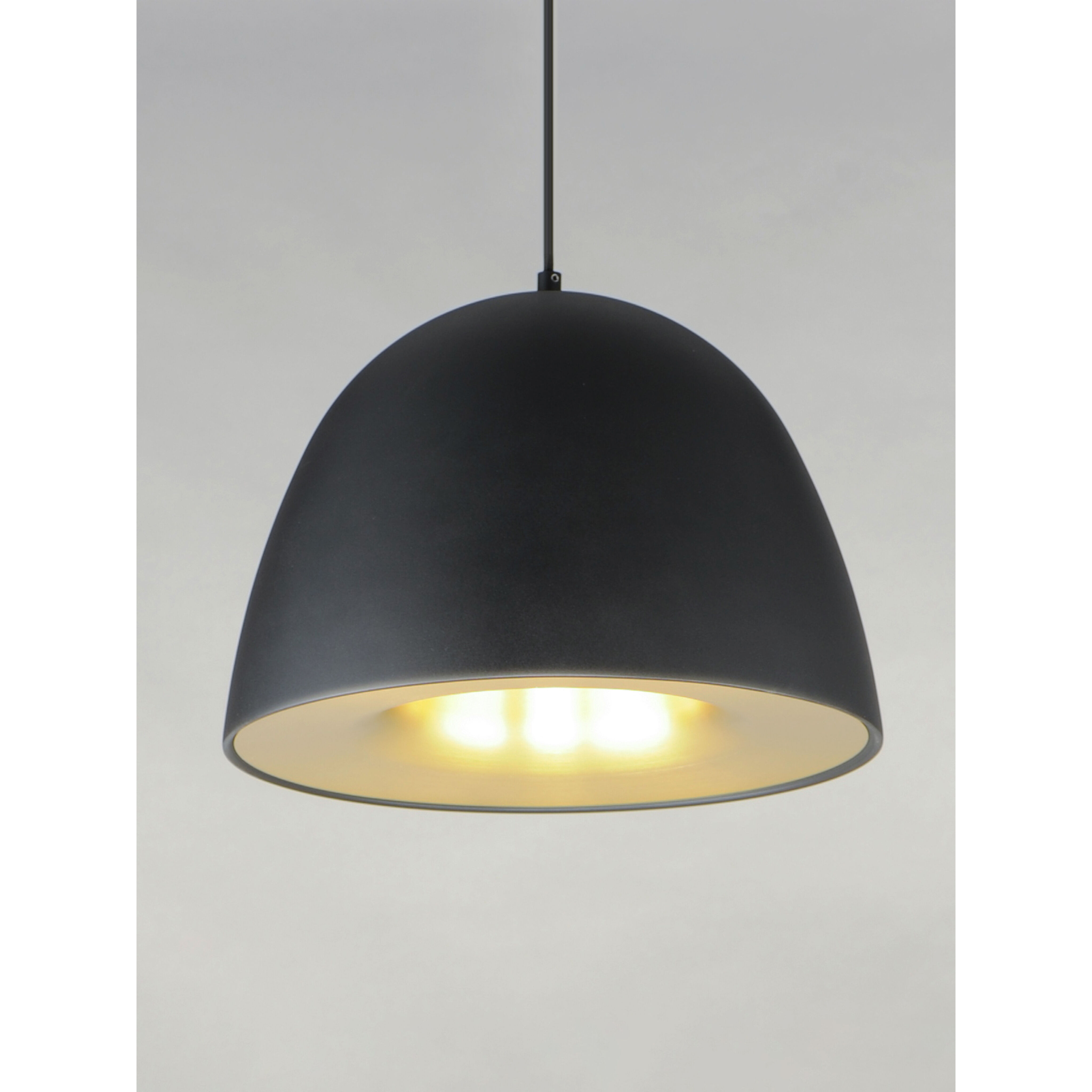 Fungo LED 15.75 inch Black and Satin Brass Single Pendant Ceiling Light in Black/Satin Brass