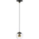 Nucleus LED 7 inch Black and Natural Aged Brass Single Pendant Ceiling Light