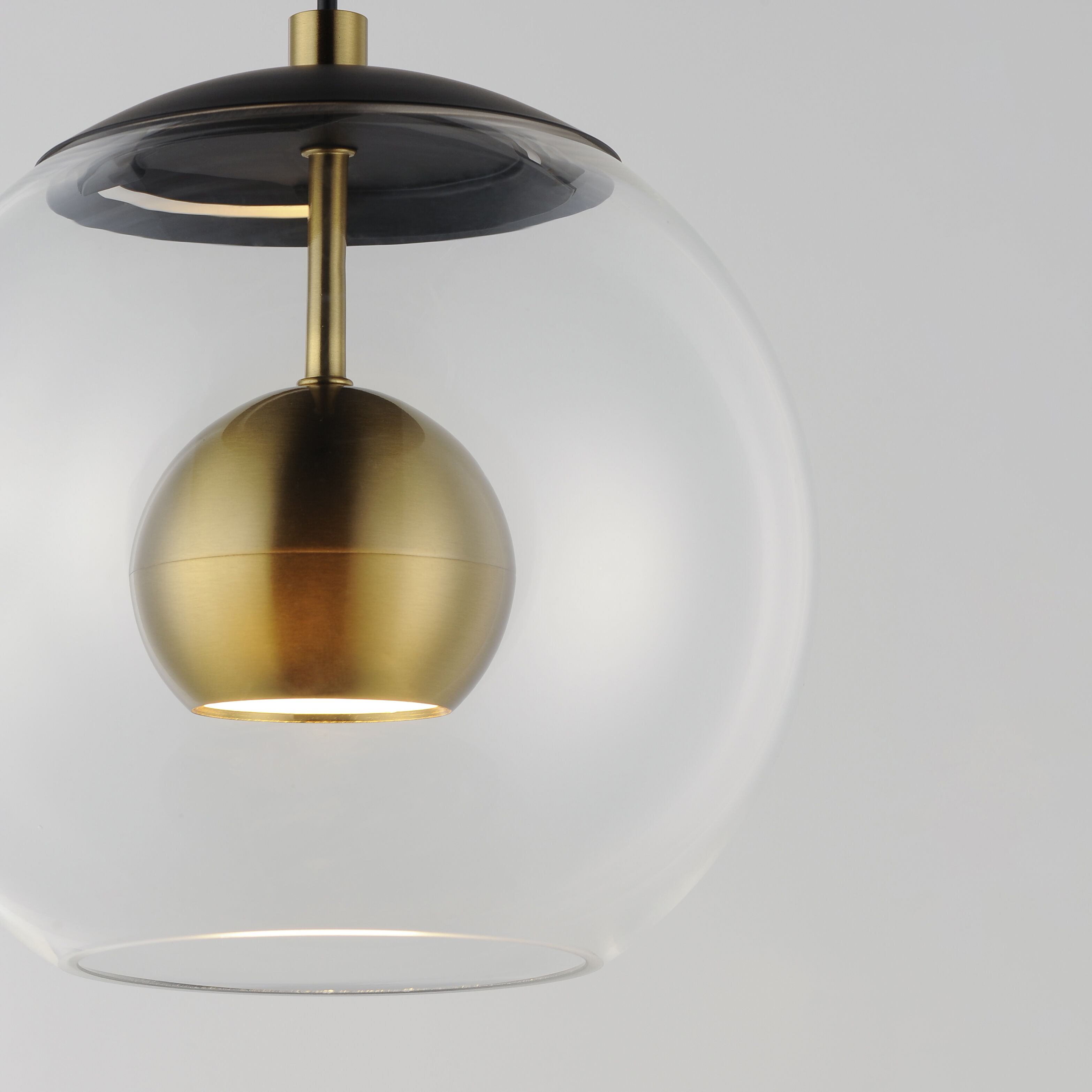 Nucleus LED 9 inch Black and Natural Aged Brass Single Pendant Ceiling Light