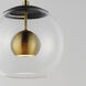 Nucleus LED 9 inch Black and Natural Aged Brass Single Pendant Ceiling Light