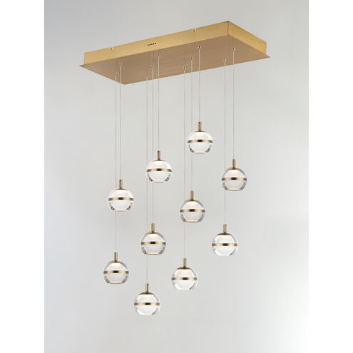 Swank LED 12.5 inch Natural Aged Brass Multi-Light Pendant Ceiling Light