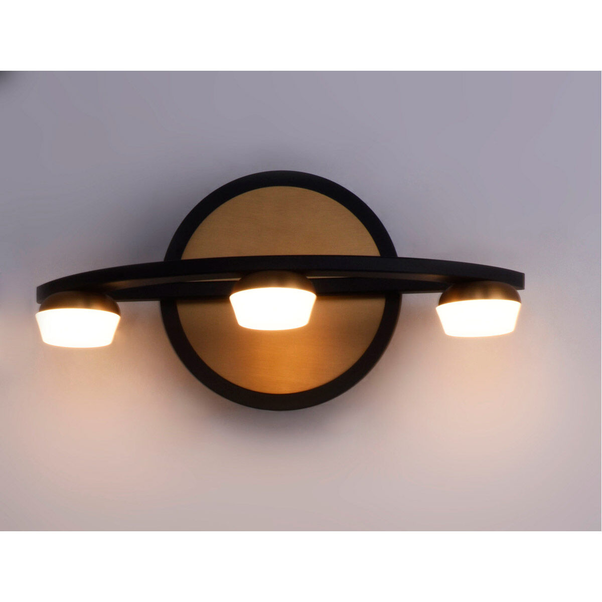 Button LED 11.75 inch Black and Gold Bath Vanity Light Wall Light