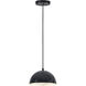 Hemisphere LED 9 inch Gloss Black and Aluminum Single Pendant Ceiling Light