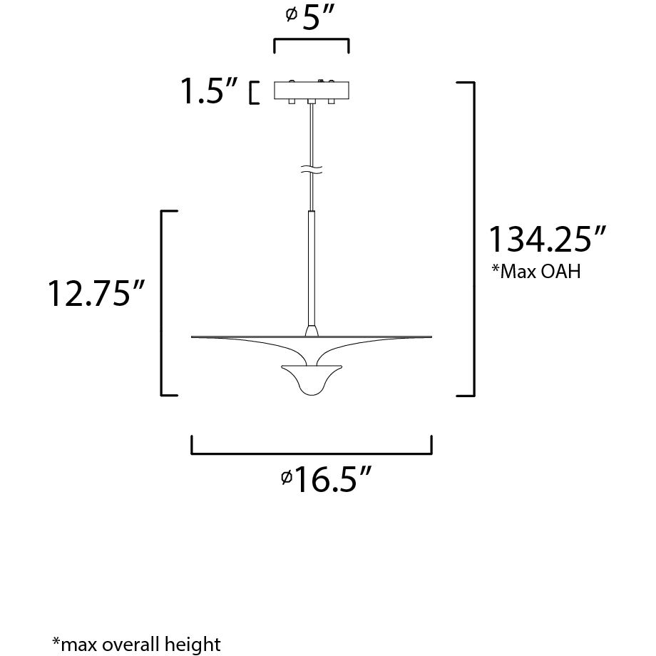 Radar LED 16.5 inch White and Black Single Pendant Ceiling Light
