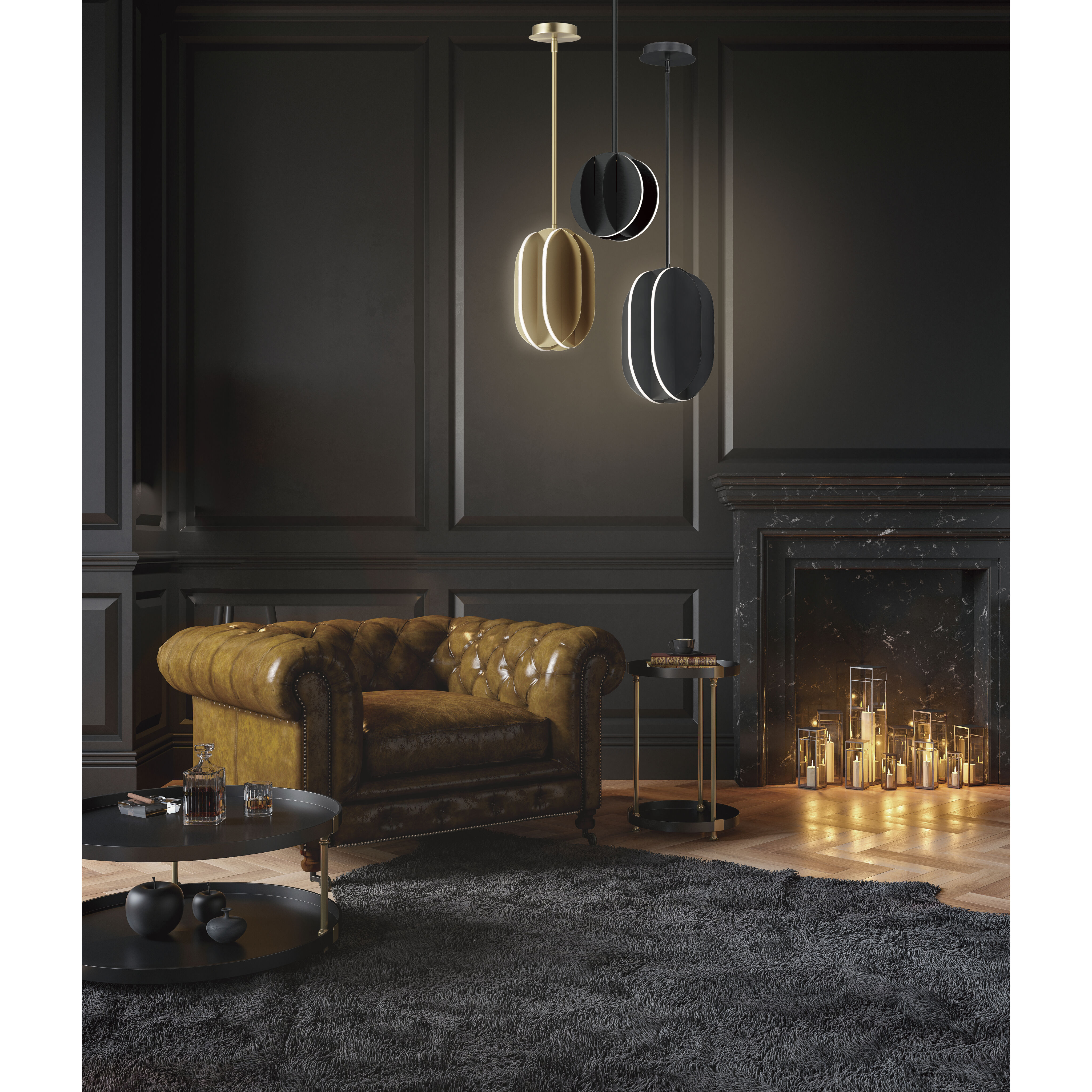 Interval LED 9.75 inch Satin Brass Single Pendant Ceiling Light