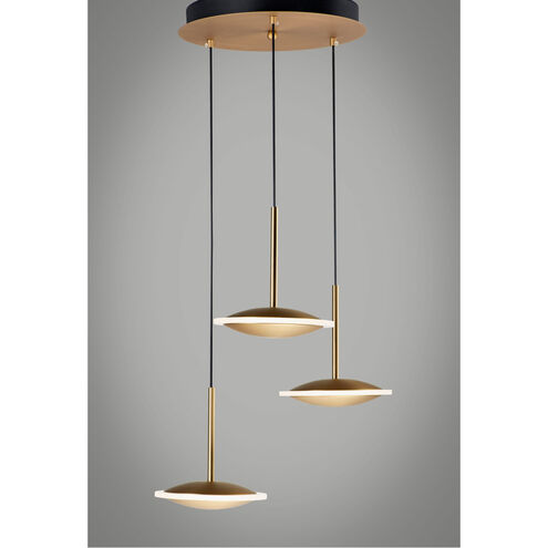Saucer LED 17 inch Black and Gold Multi-Light Pendant Ceiling Light