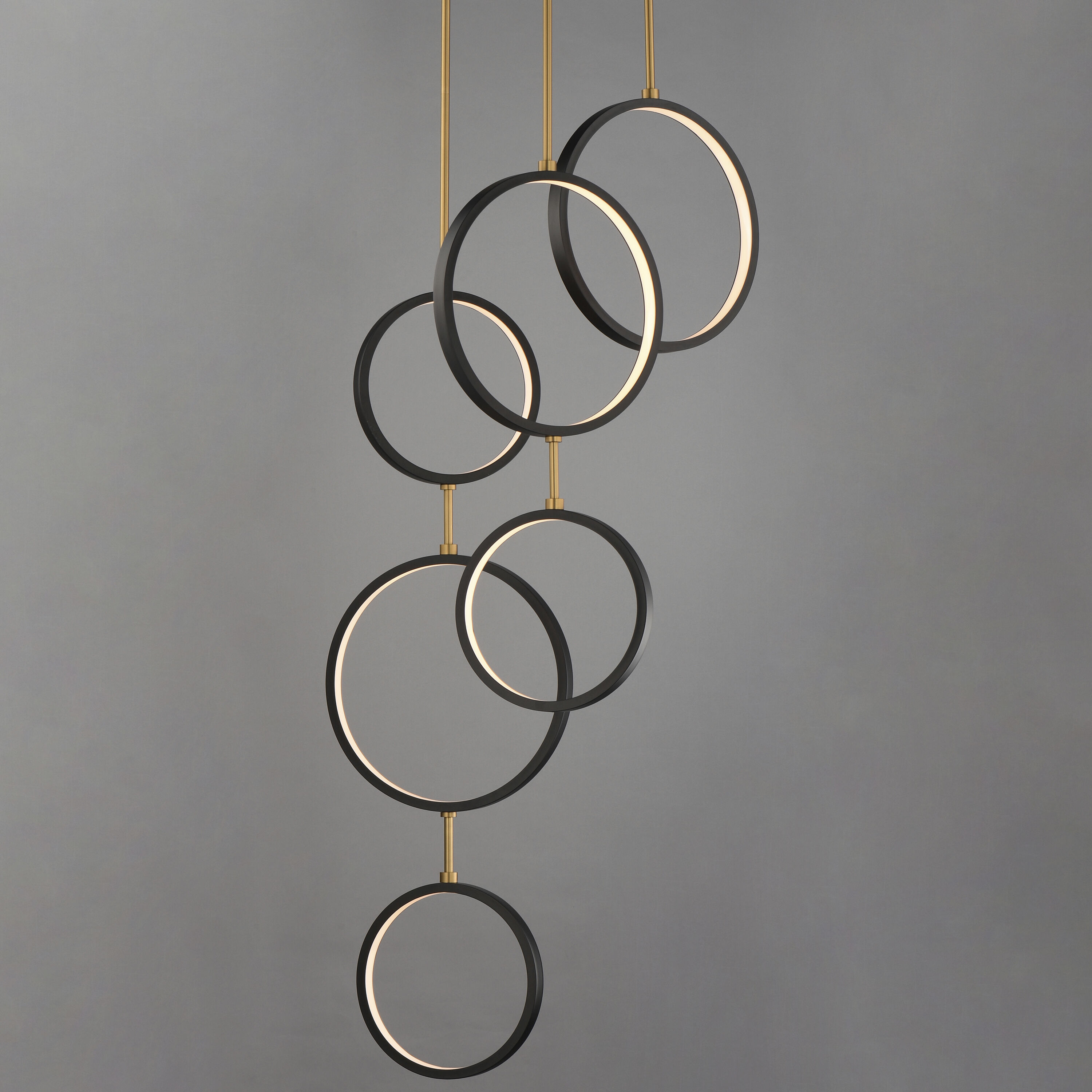 Hoopla LED 25 inch Black and Gold Single Pendant Ceiling Light in Black/Gold