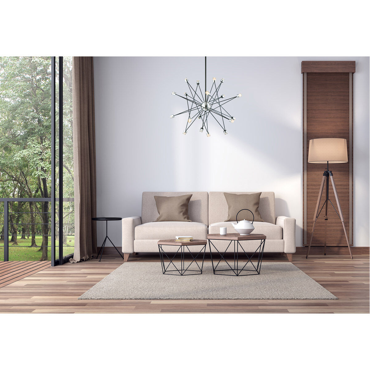 Phaeton LED 35 inch Black/Brushed Aluminum Multi-Light Pendant Ceiling Light