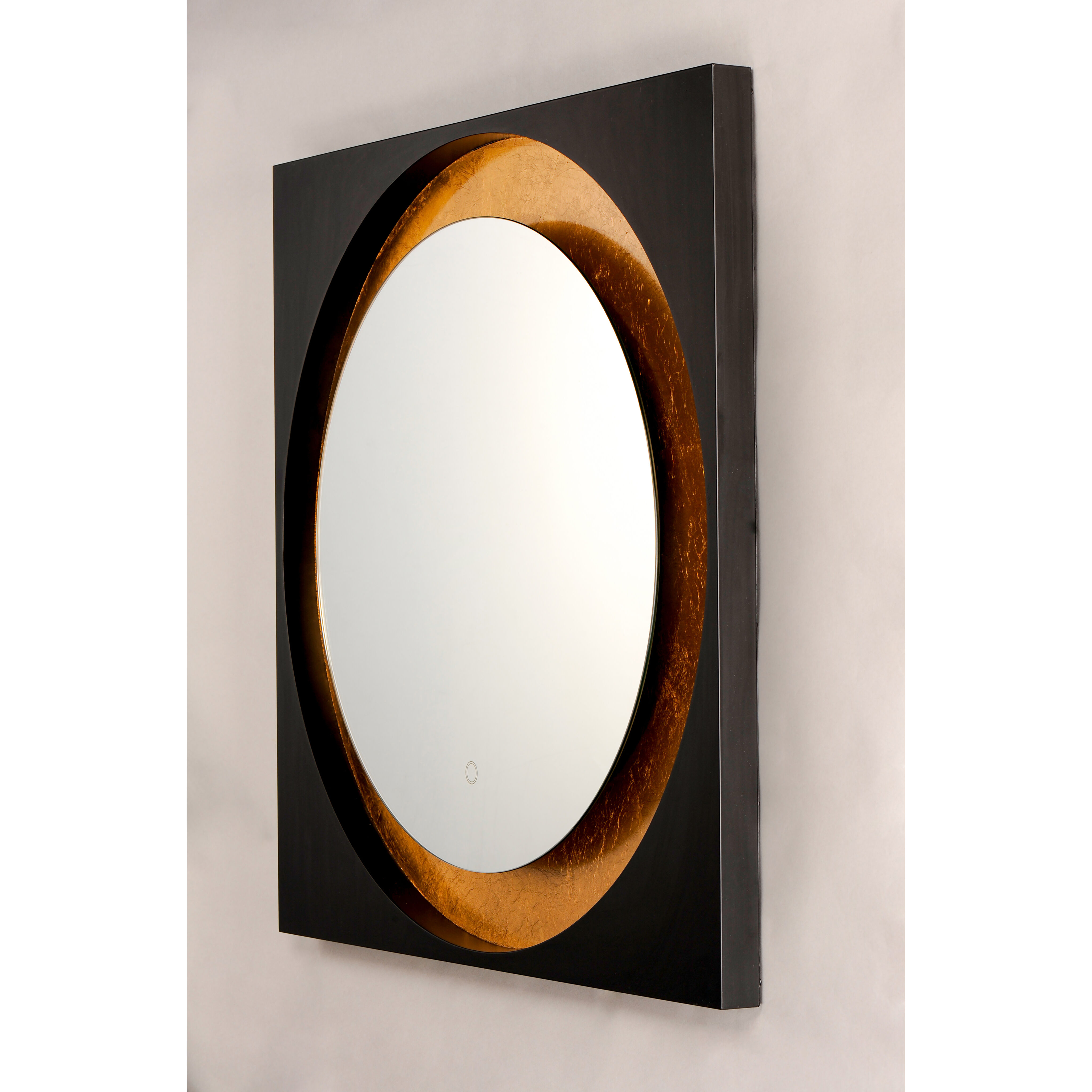 Floating 31.5 X 31.5 inch Gold Leaf and Black LED Wall Mirror