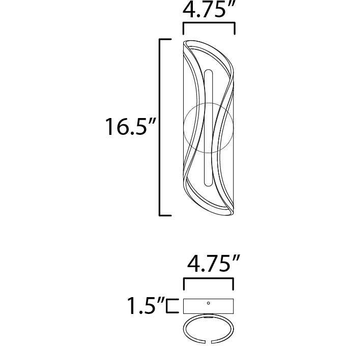 Manta Wall Sconce Wall Light in Polished Chrome, Clear Ribbed