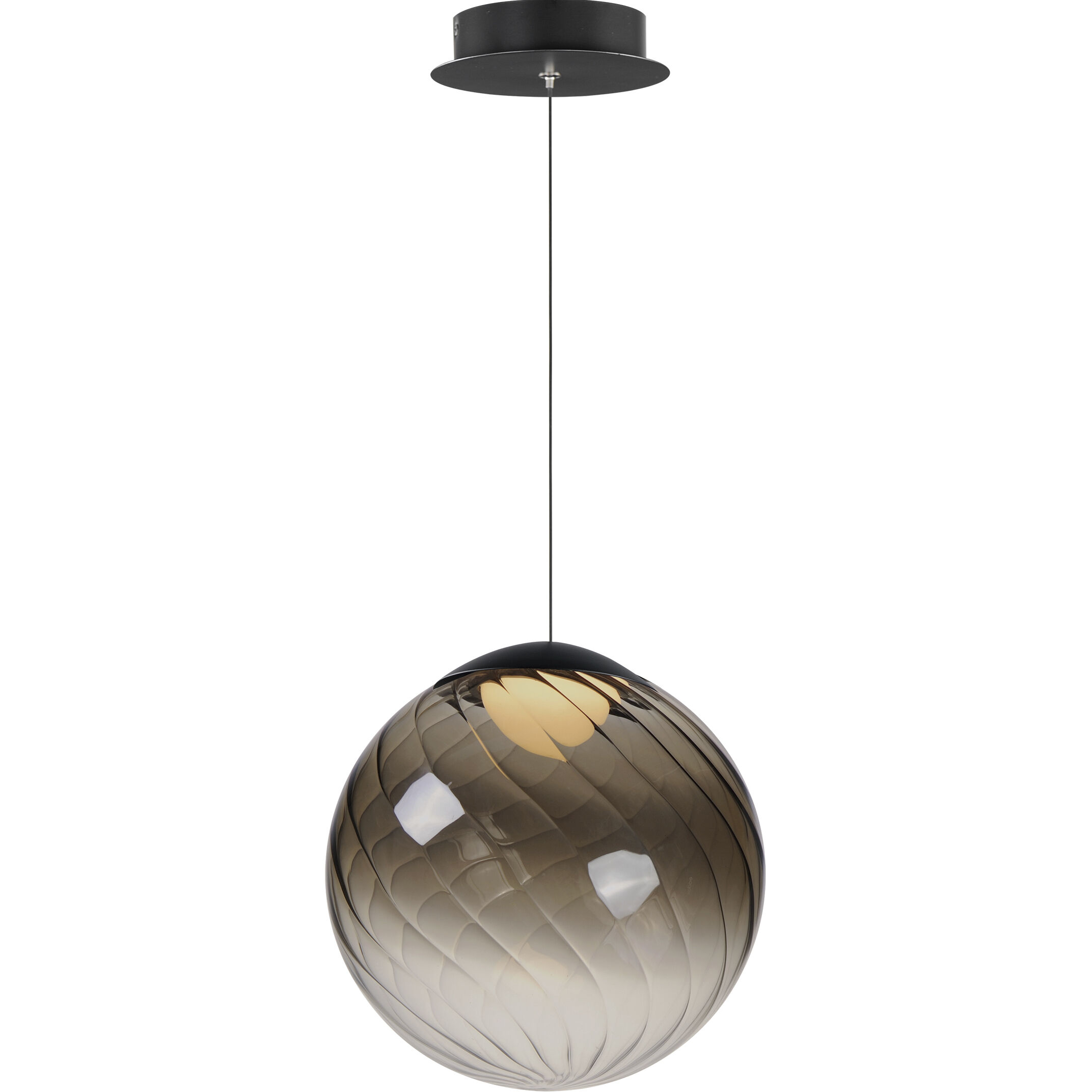 Planetary LED 9.75 inch Black Single Pendant Ceiling Light in Smoke