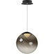 Planetary LED 9.75 inch Black Single Pendant Ceiling Light in Smoke