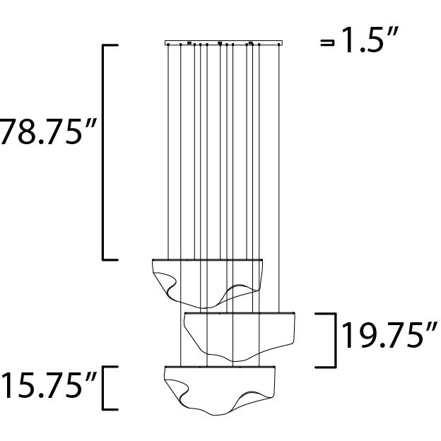 Rinkle LED 14.25 inch Polished Chrome Multi-Light Pendant Ceiling Light