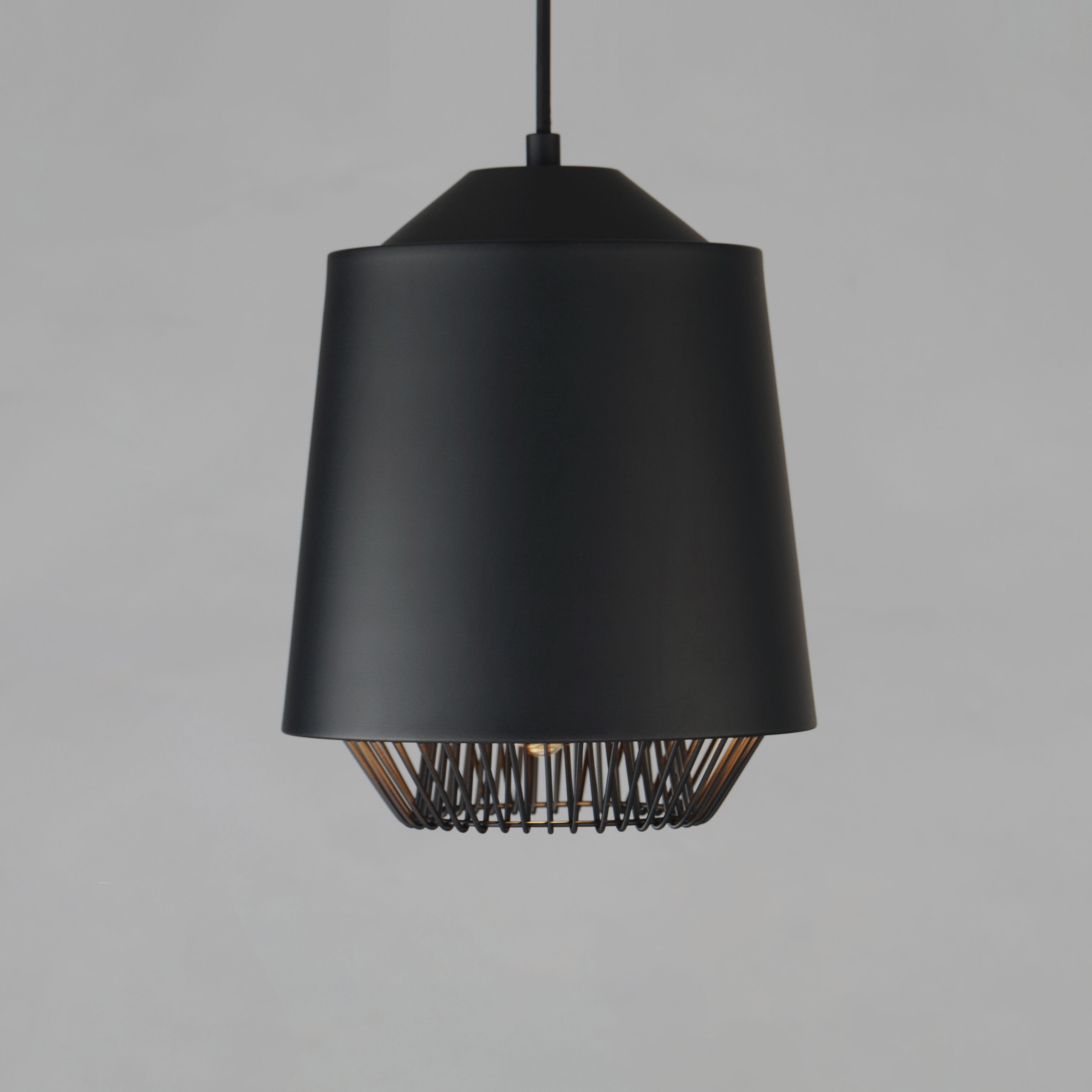 Phoenix Single Pendant Ceiling Light in Black/Gold