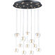 Newton LED 27.5 inch Black and Gold Multi-Light Pendant Ceiling Light