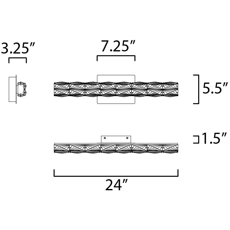 Zephyr LED 24 inch Polished Chrome Bath Vanity Light Wall Light