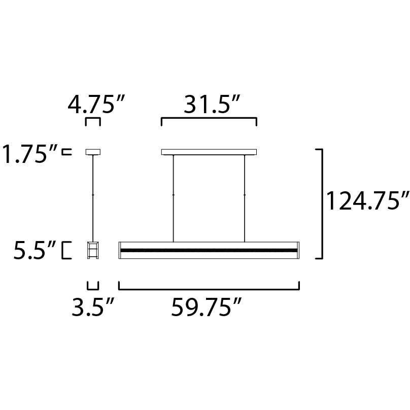 iWood Linear Pendant Ceiling Light in Antique Pecan and Brushed Champagne 