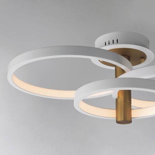 Hoopla LED 26 inch White and Gold Semi-Flush Mount Ceiling Light in White/Gold