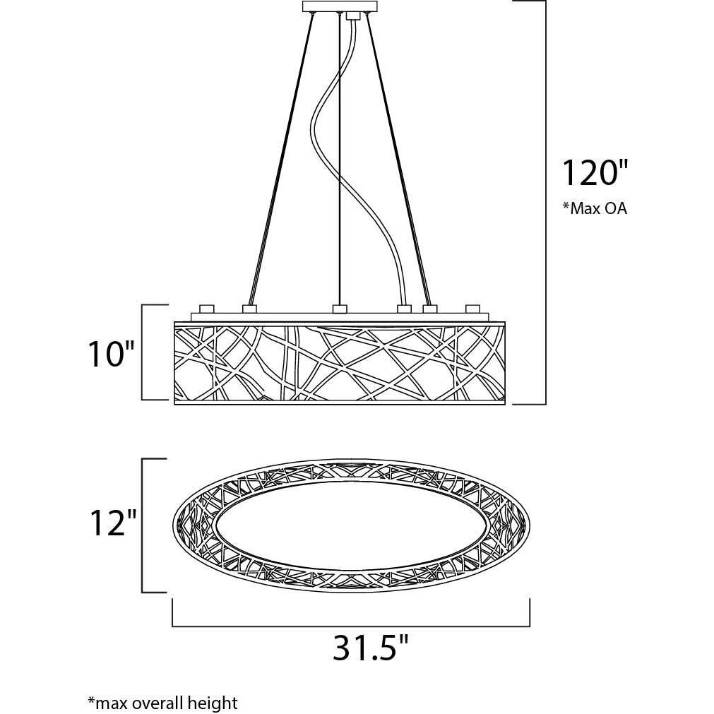 Inca Linear Pendant Ceiling Light in Polished Chrome, Clear/White