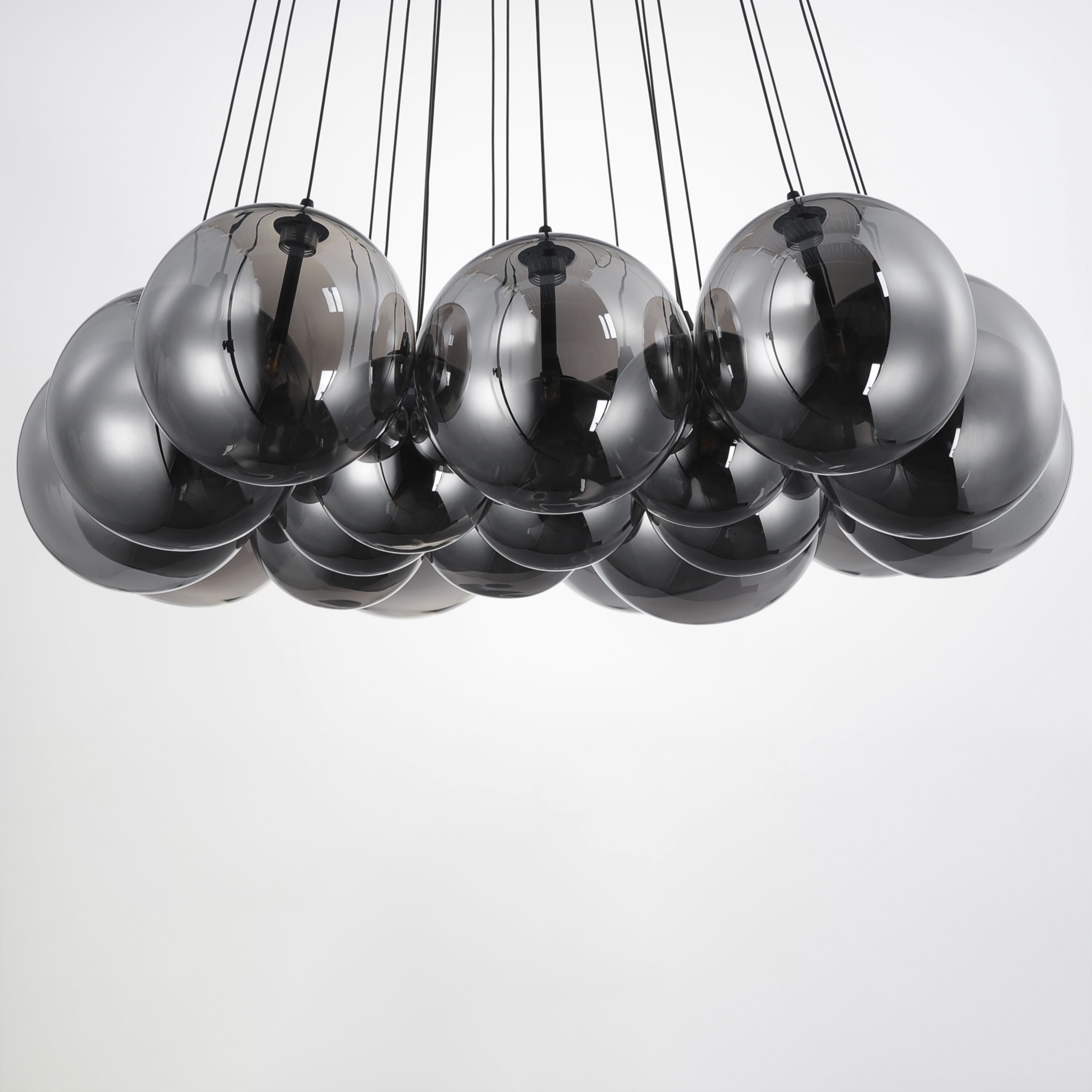 Burst LED 35.25 inch Black Multi-Light Pendant Ceiling Light in Graduating Smoke