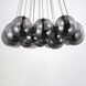 Burst LED 35.25 inch Black Multi-Light Pendant Ceiling Light in Graduating Smoke