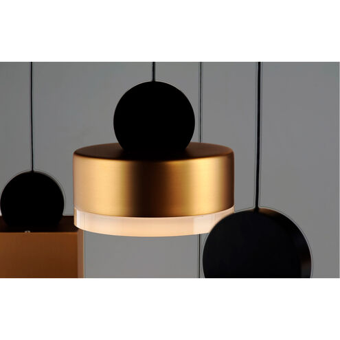 Nob LED 13.5 inch Black and Gold Multi-Light Pendant Ceiling Light