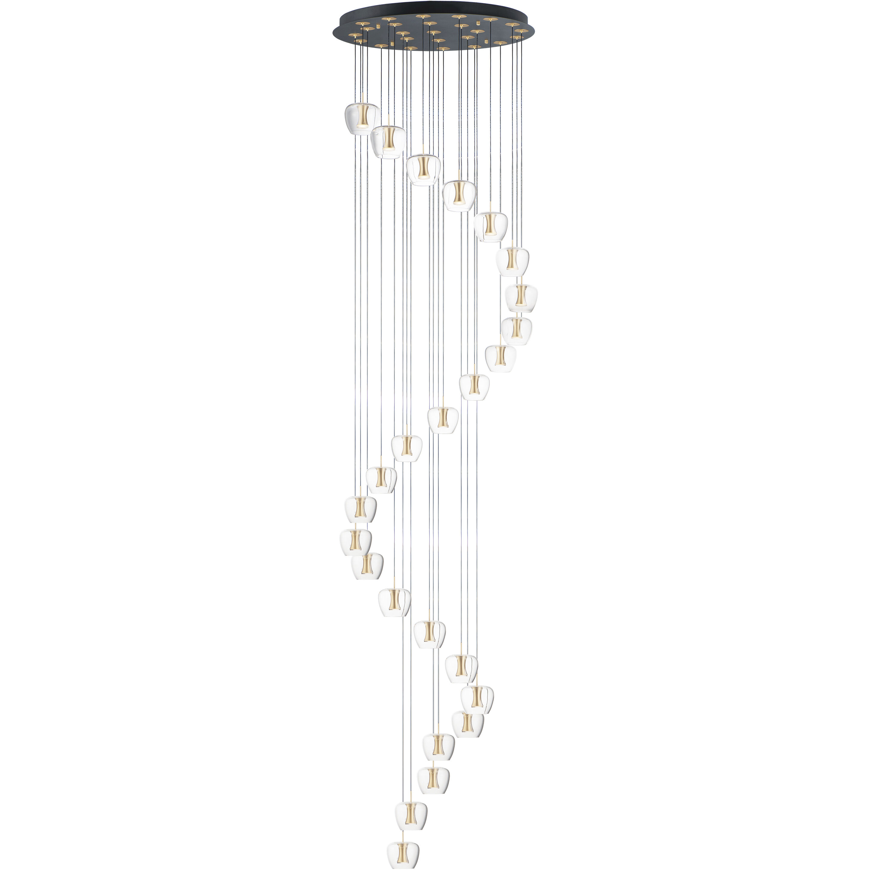 Newton LED 27.5 inch Black and Gold Multi-Light Pendant Ceiling Light