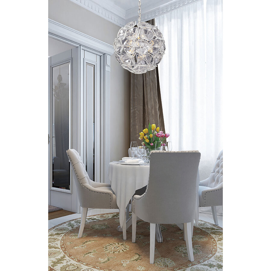 Fiori 20 Light 22.5 inch Polished Chrome Single Pendant Ceiling Light in Clear Murano