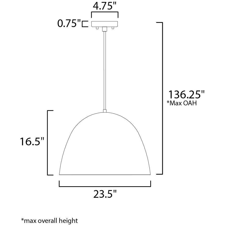 Fungo LED 23.5 inch Black and Satin Brass Single Pendant Ceiling Light in Black/Satin Brass