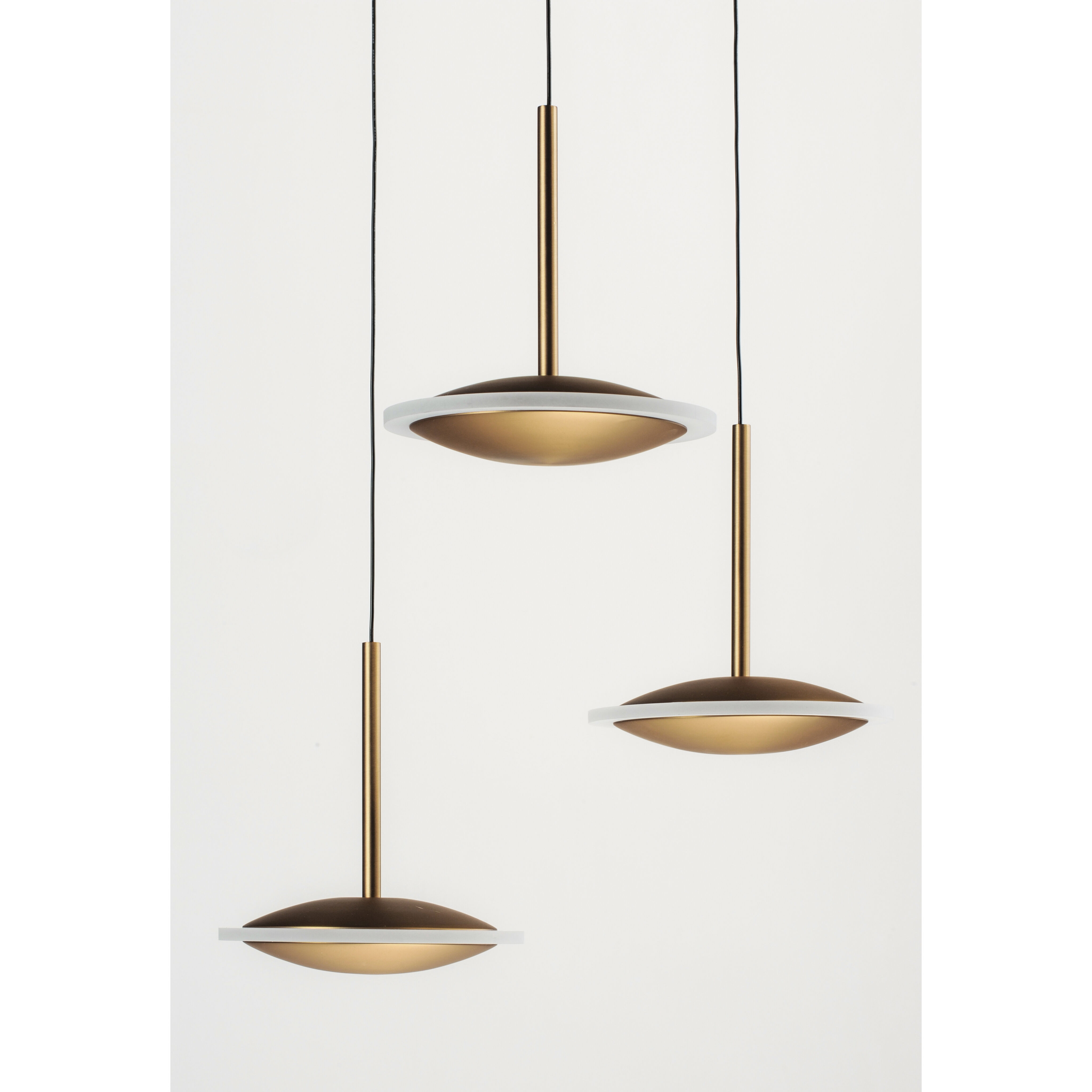 Saucer LED 17 inch Black and Gold Multi-Light Pendant Ceiling Light