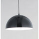 Hemisphere LED 9 inch Gloss Black and Aluminum Single Pendant Ceiling Light