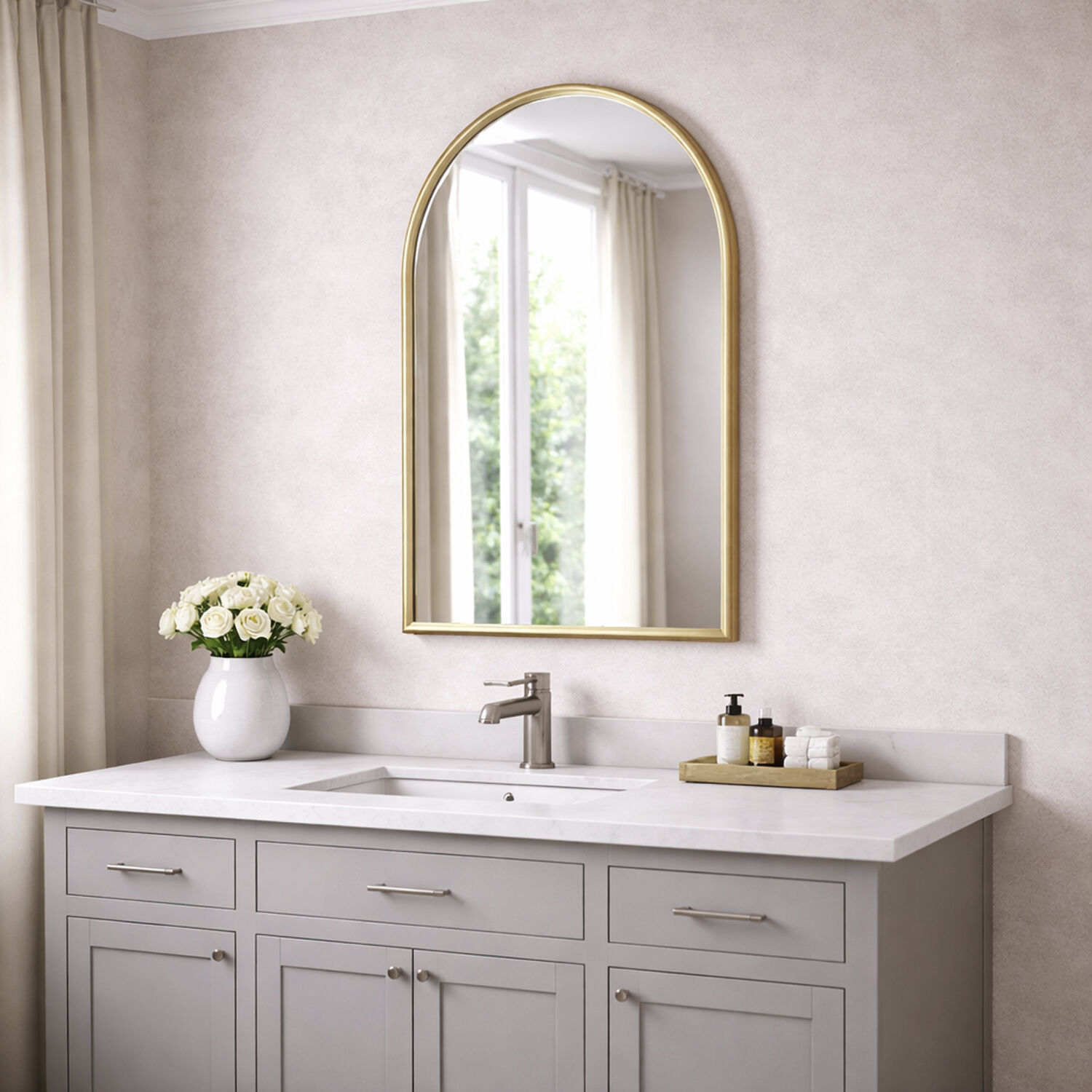 Elisse 36 X 24 inch Gold LED Wall Mirror