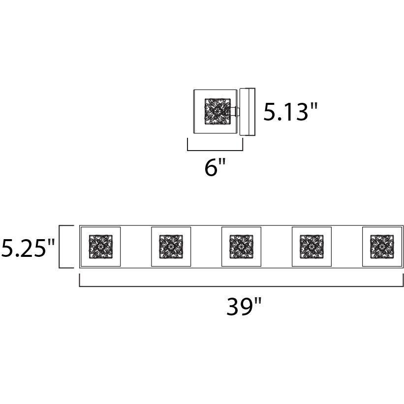 Gem 5 Light 39 inch Polished Chrome Bath Vanity Light Wall Light