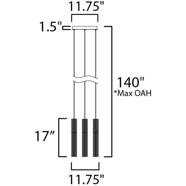 Reeds LED 11.75 inch Gold Multi-Light Pendant Ceiling Light