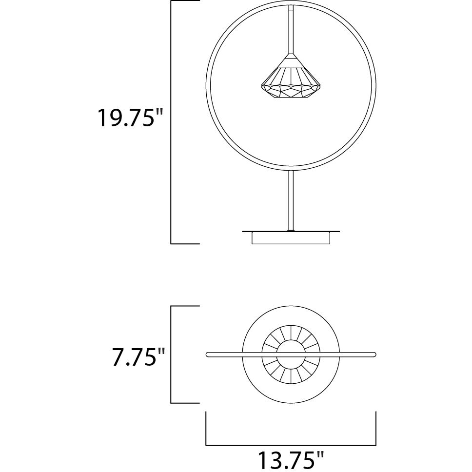 Hope 19.75 inch 3 watt Black and Metallic Gold Table Lamp Portable Light