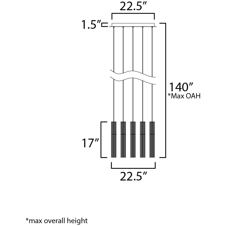 Reeds LED 20.75 inch Black Multi-Light Pendant Ceiling Light