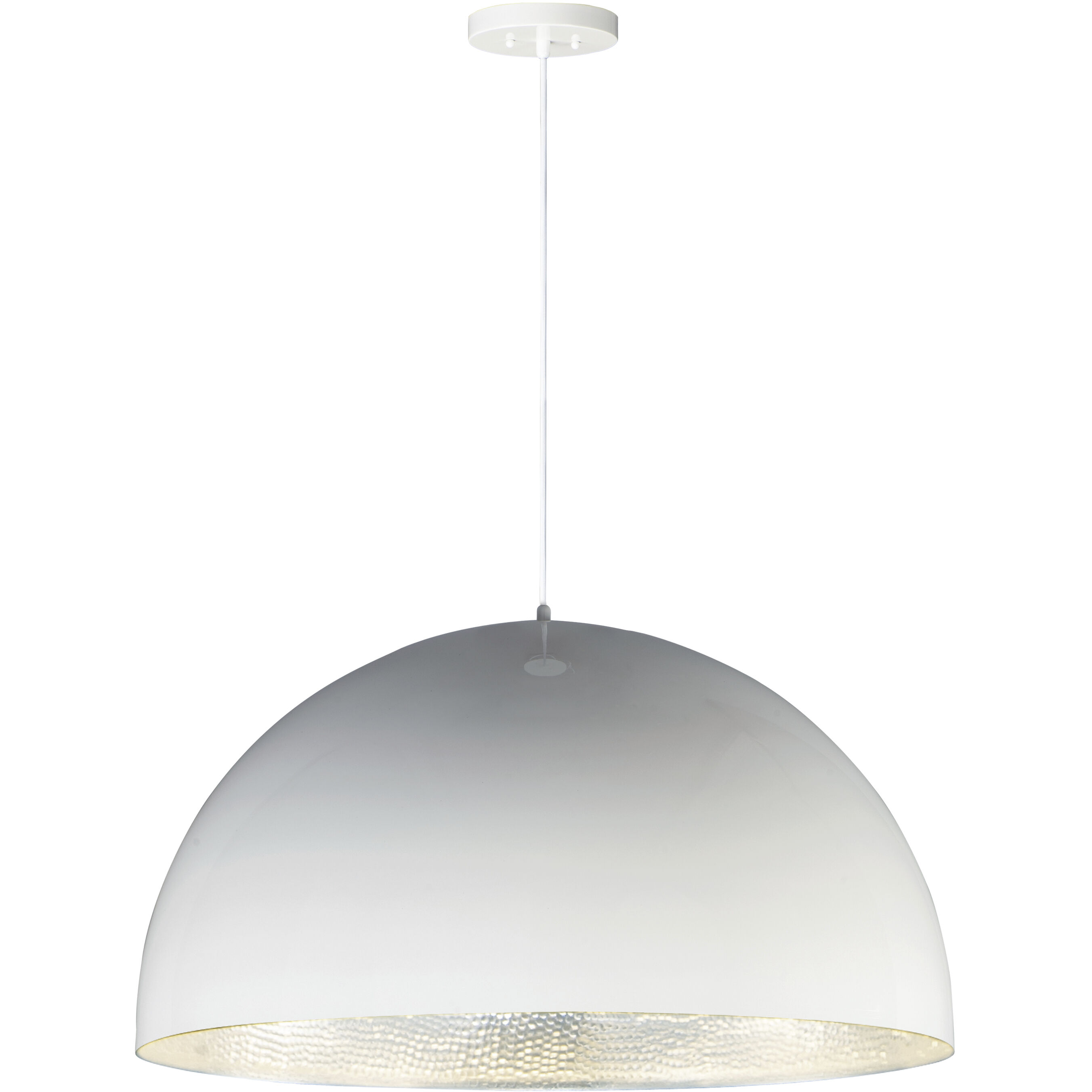 Hemisphere LED 31 inch Gloss White and Aluminum Single Pendant Ceiling Light
