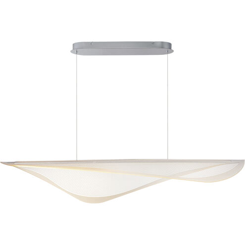 Manta Linear Pendant Ceiling Light in Polished Chrome, Clear Ribbed