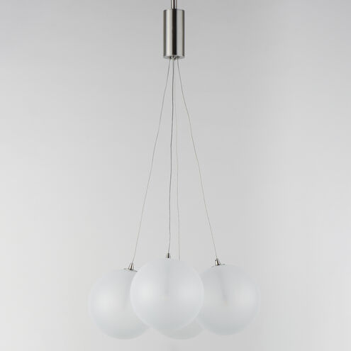 Burst LED 17 inch Satin Nickel Multi-Light Pendant Ceiling Light in Translucent Frost