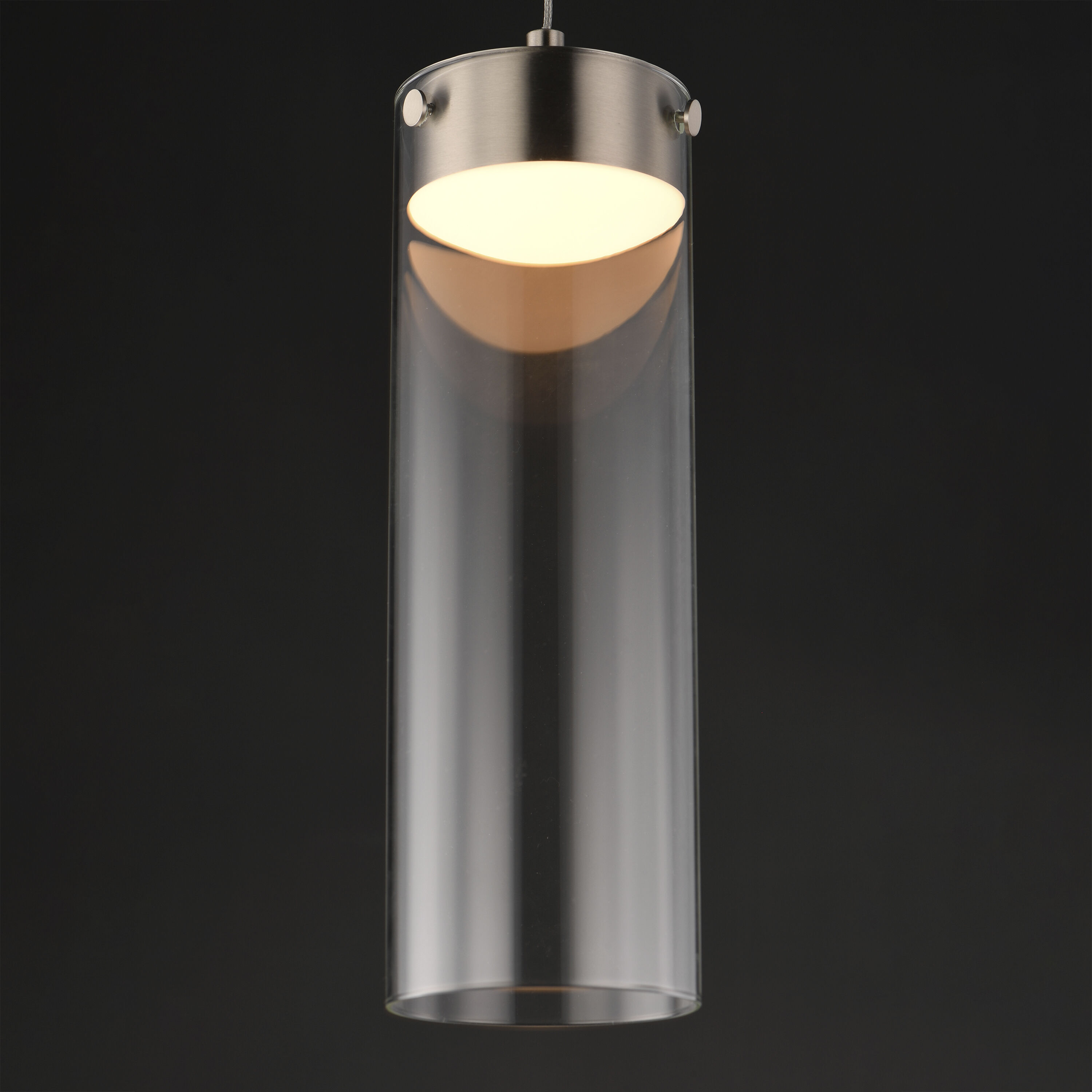 Highball Satin Nickel Multi-Light Pendant Ceiling Light in Clear